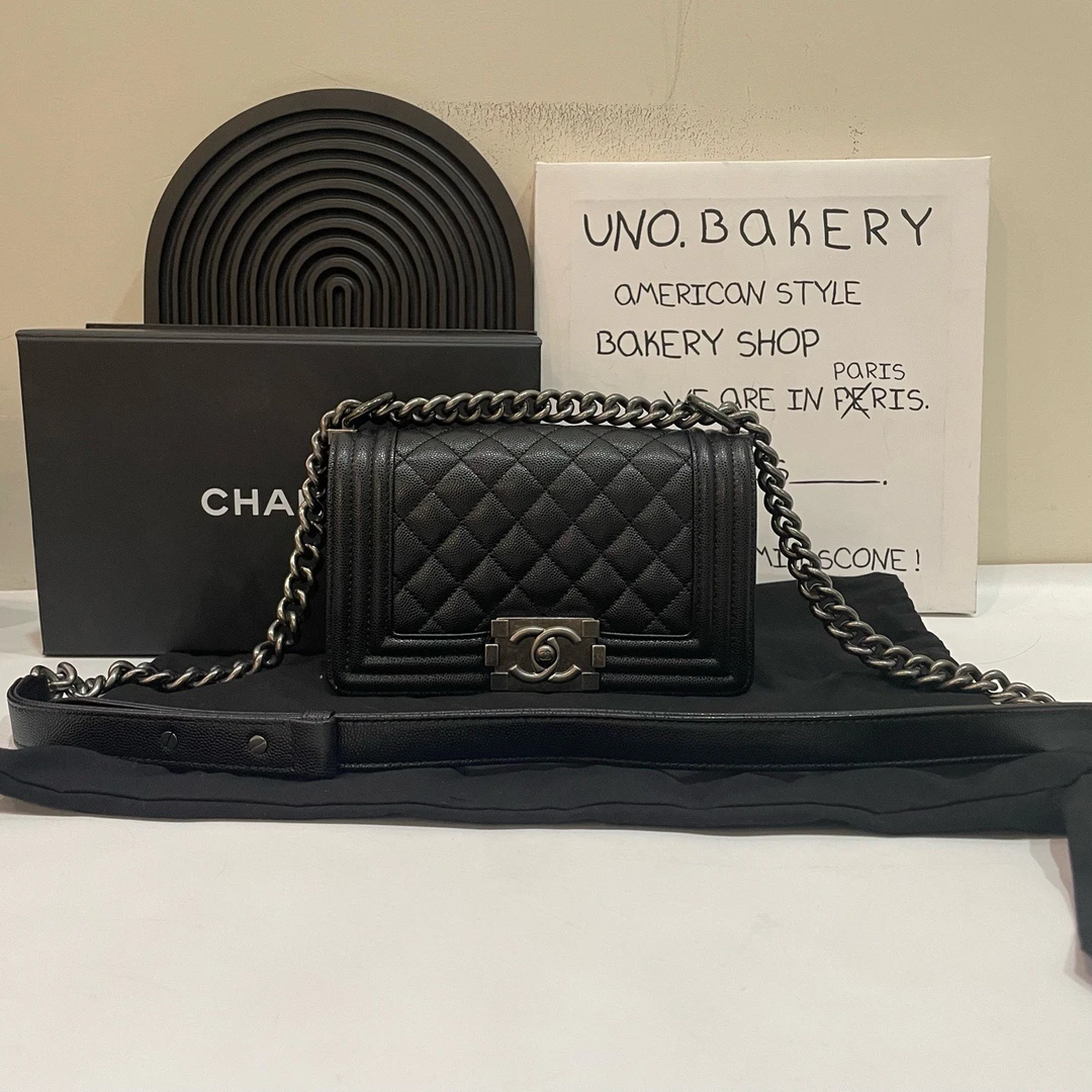 99新 Chanel/香奈儿 【蔡包紫】黑银leboy小号