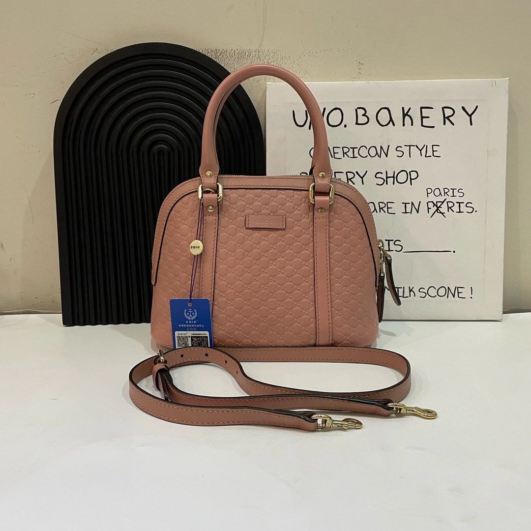 95新 GUCCI/古驰 【蔡包紫】粉色压纹贝壳包