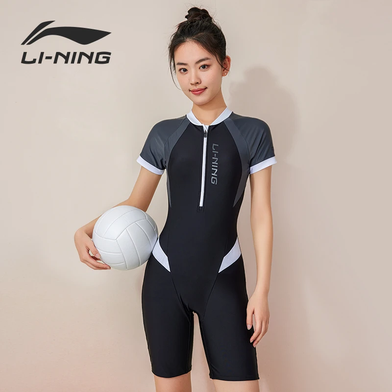LI-NING/李宁泳衣女士连体竞速游泳馆专用保守大码显瘦泳装高级感