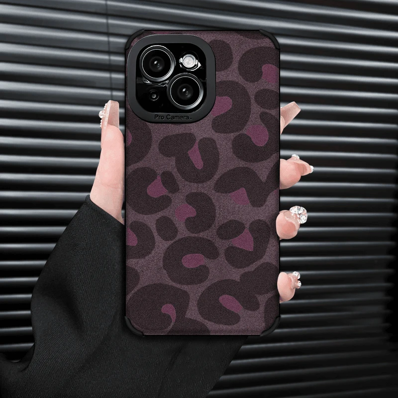 蓝粉豹纹适用iPhone16气质手机壳vivo华为oppo小米14新款复古皮质