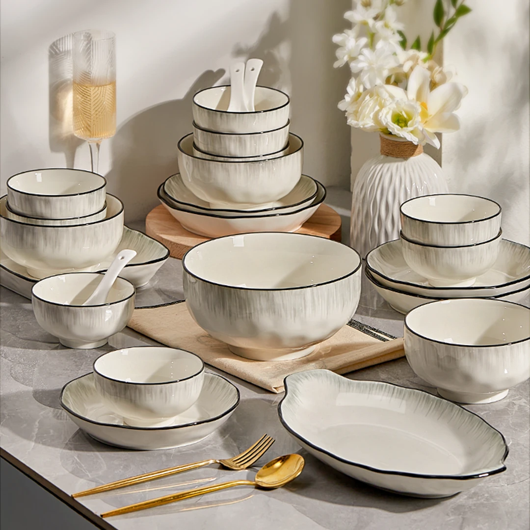 以恒之心47件陶瓷餐具套装乔迁之喜家用碗碟碗筷礼盒装碗盘全套