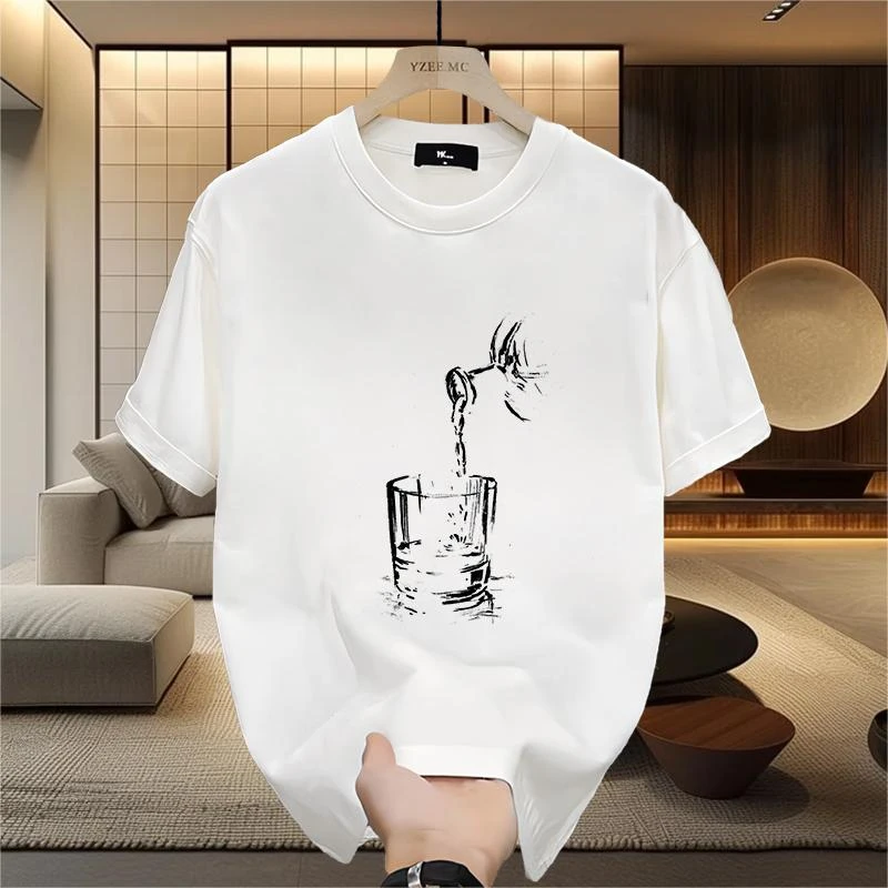 夏季新款痞帅潮牌印花宽松休闲纯棉短袖T恤男女百搭圆领半袖上衣