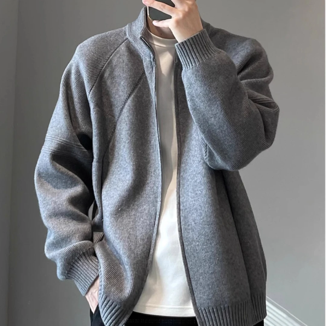 毛衣春秋休闲百搭宽松潮流加厚纯色秋冬时尚保暖韩版立领冬季上衣