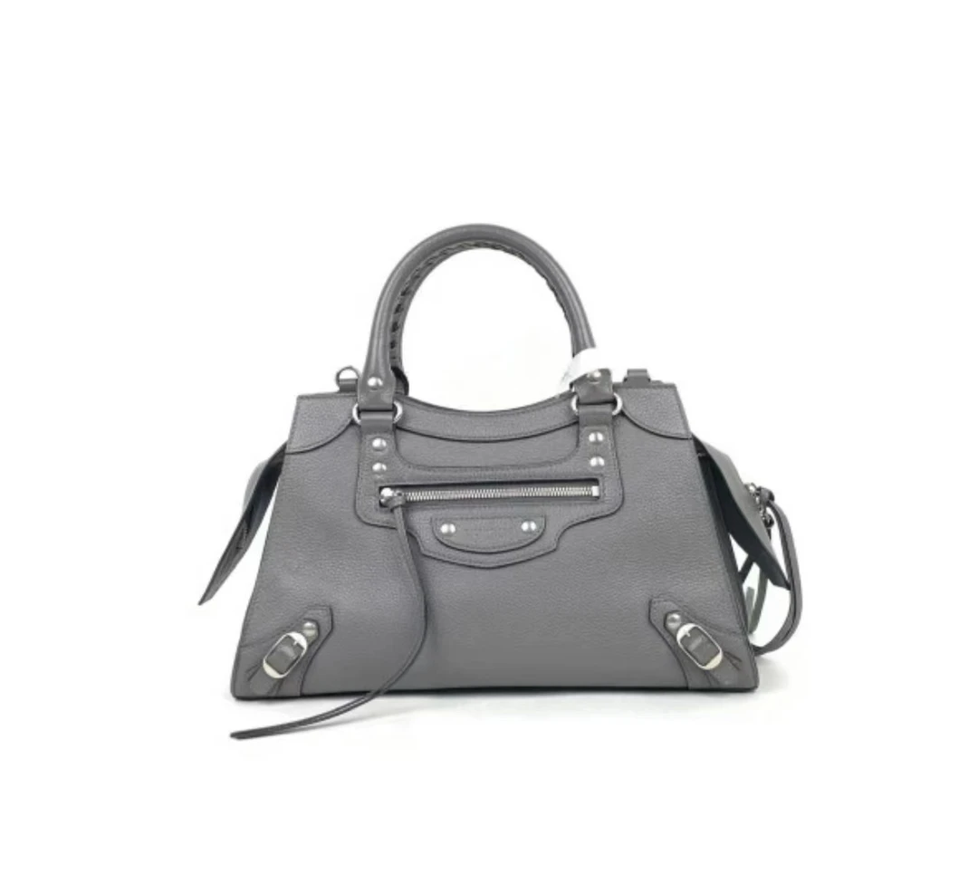 99新 Balenciaga/巴黎世家 女款 时尚 百搭真皮大象灰手提包/0447