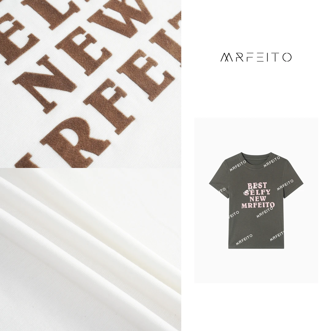 MRFEITO”字母T”时尚设计感字母圆领短袖女士针织衫H16M24997
