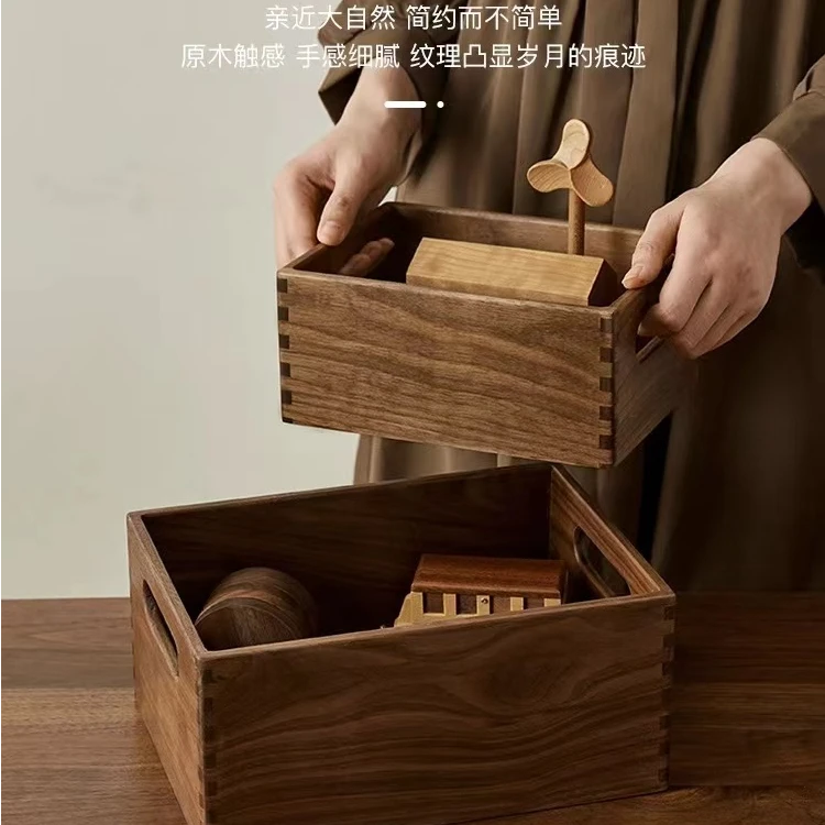 胡桃木质桌面单层收纳盘香水香薰梳妆台化妆品置物盒玄关杂物钥匙