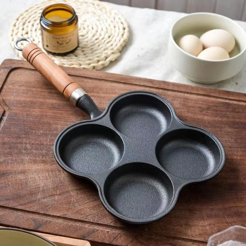新款铸铁煎蛋锅加深鸡蛋汉堡机模具家用不沾平底锅无涂层蛋饺锅
