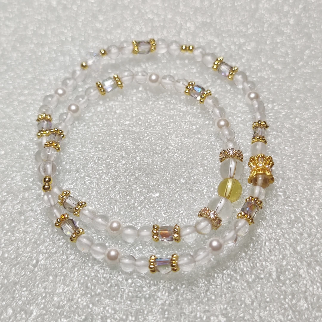 铜合金手链 时尚轻奢设计款百搭双圈手链白色buff提加款