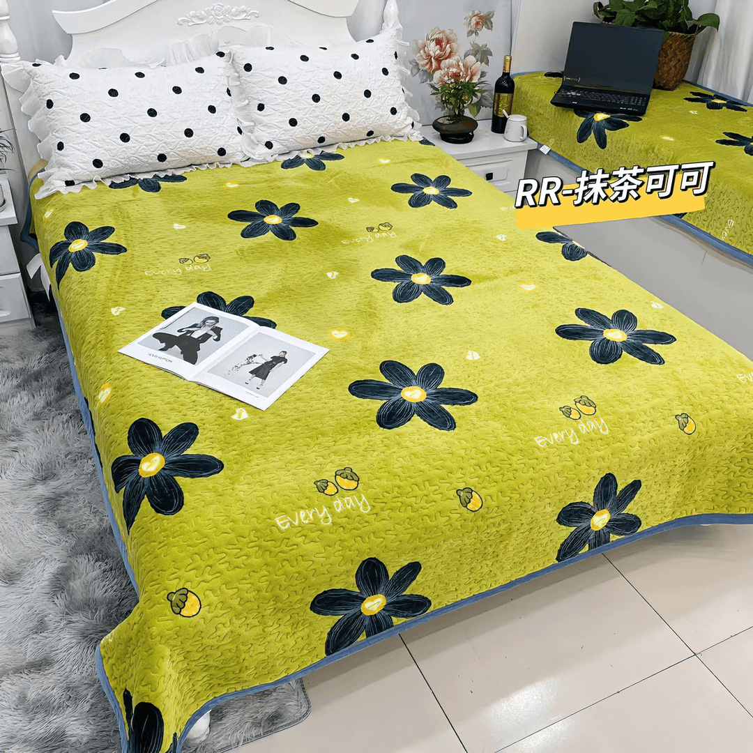 【荣荣家居】新款牛奶绒床盖抹茶可可秋冬双人双面款床品 200*220