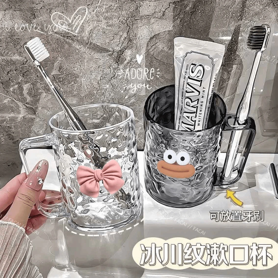 新款漱口杯轻奢牙杯情侣洗漱杯家用牙缸高颜值透明刷牙杯学生宿舍