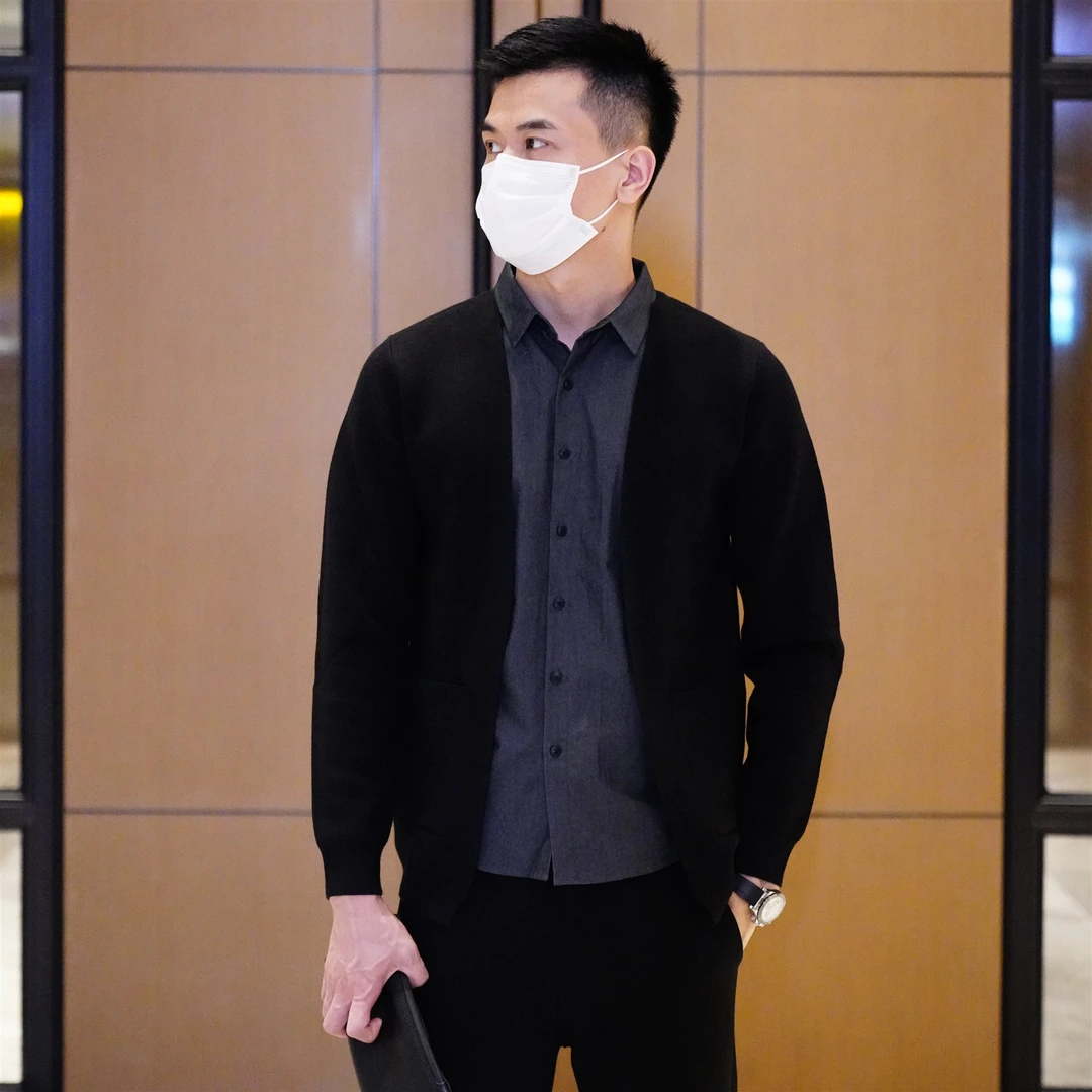【恒贝】假两件男士开衫气质修身休闲外套