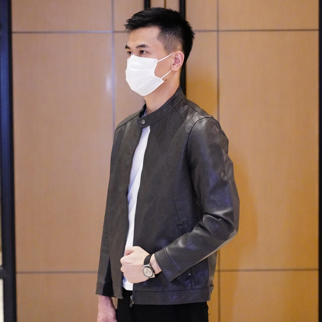 【恒贝】立领皮衣帅气型男百搭休闲外套春秋男士时尚韩版
