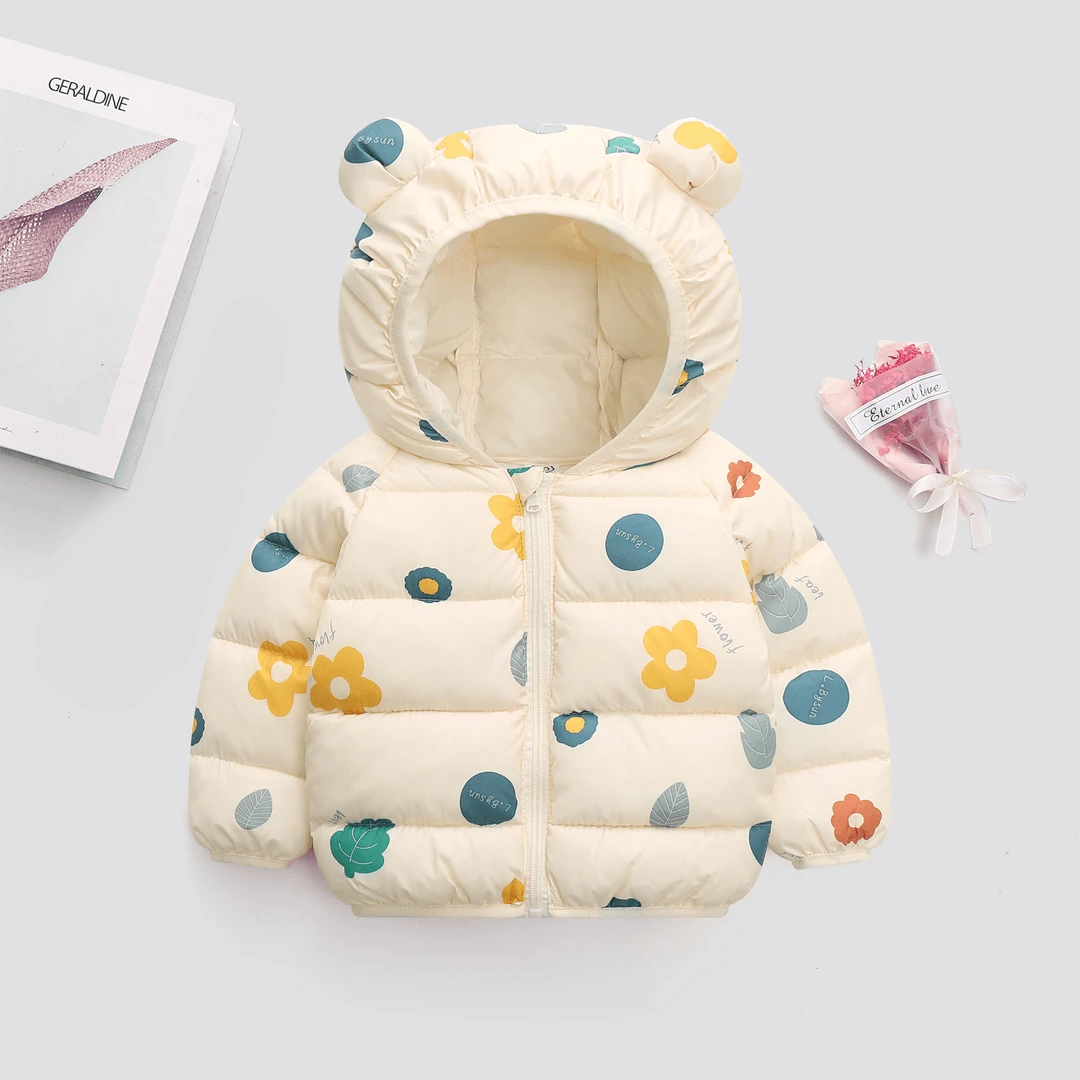 儿童连帽棉衣秋冬季新款宝宝棉服婴幼儿保暖棉袄中小童耳朵棉服