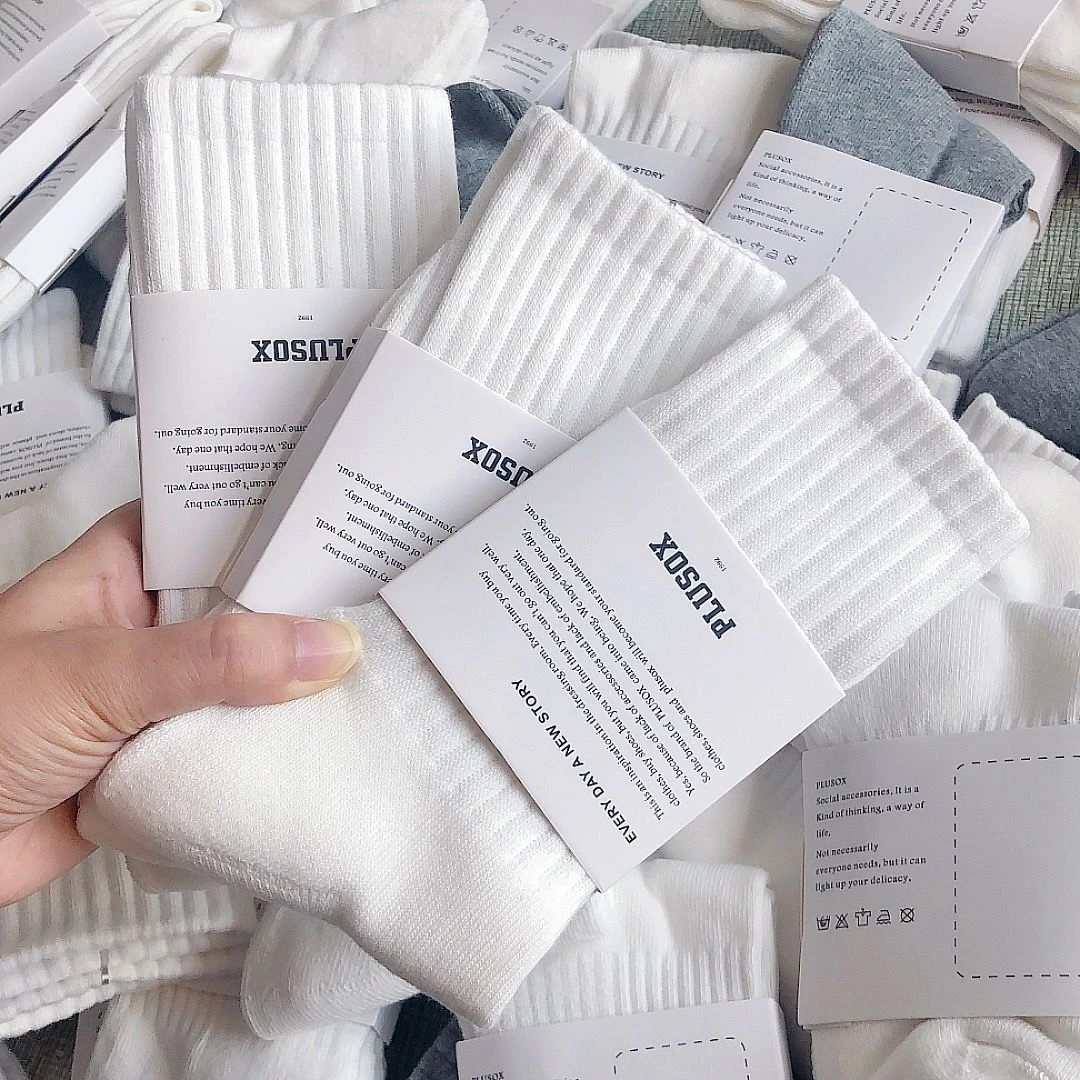 运动袜子色百搭ins潮流春秋款男女士中筒袜黑白学生纯色潮袜白色