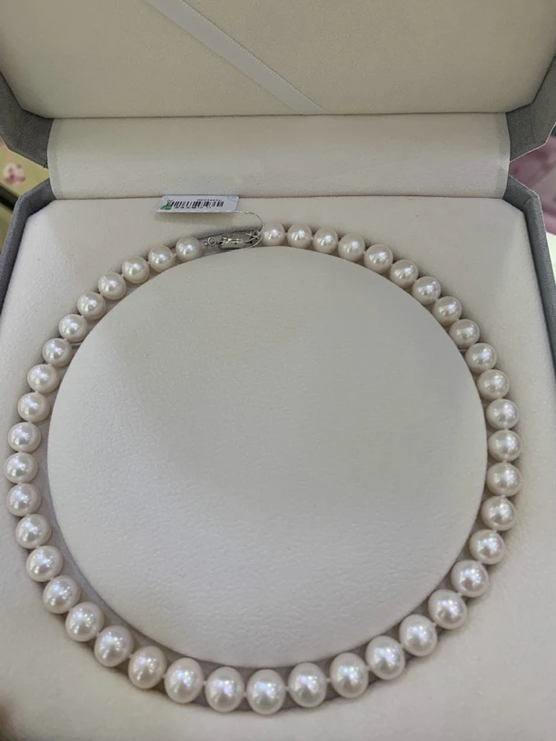 天然淡水无核珍珠白色10-11mm近正微瑕925银扣头