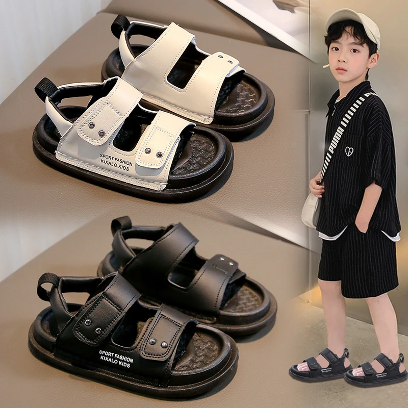 凉鞋男童夏季2024新款儿童鞋子男孩黑色软底运动沙滩鞋中大童学生