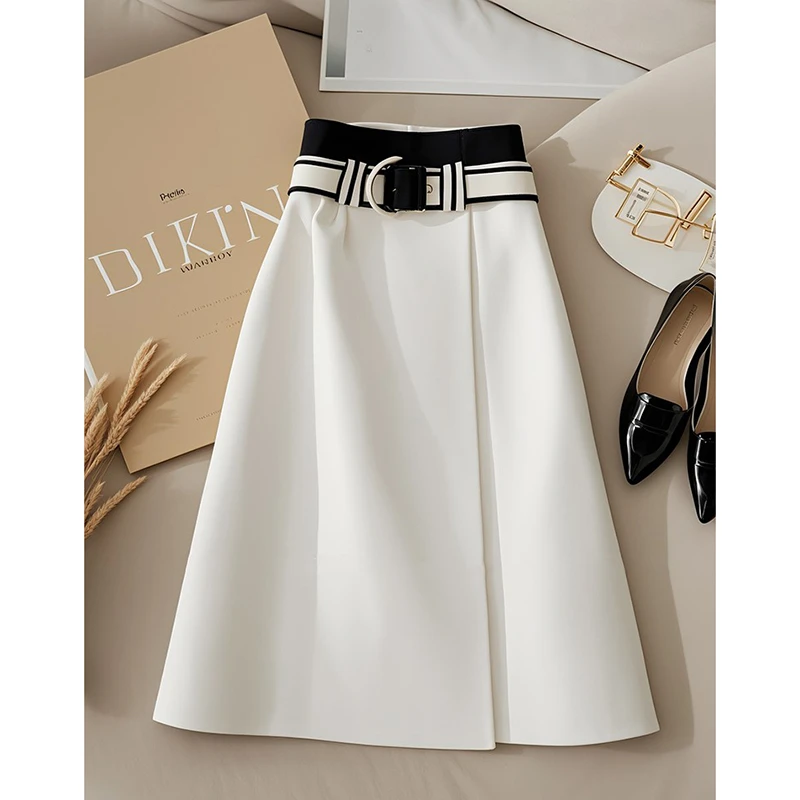 裙子早秋装今年流行爆款气质通勤a字裙高腰垂坠感小个子感夏季