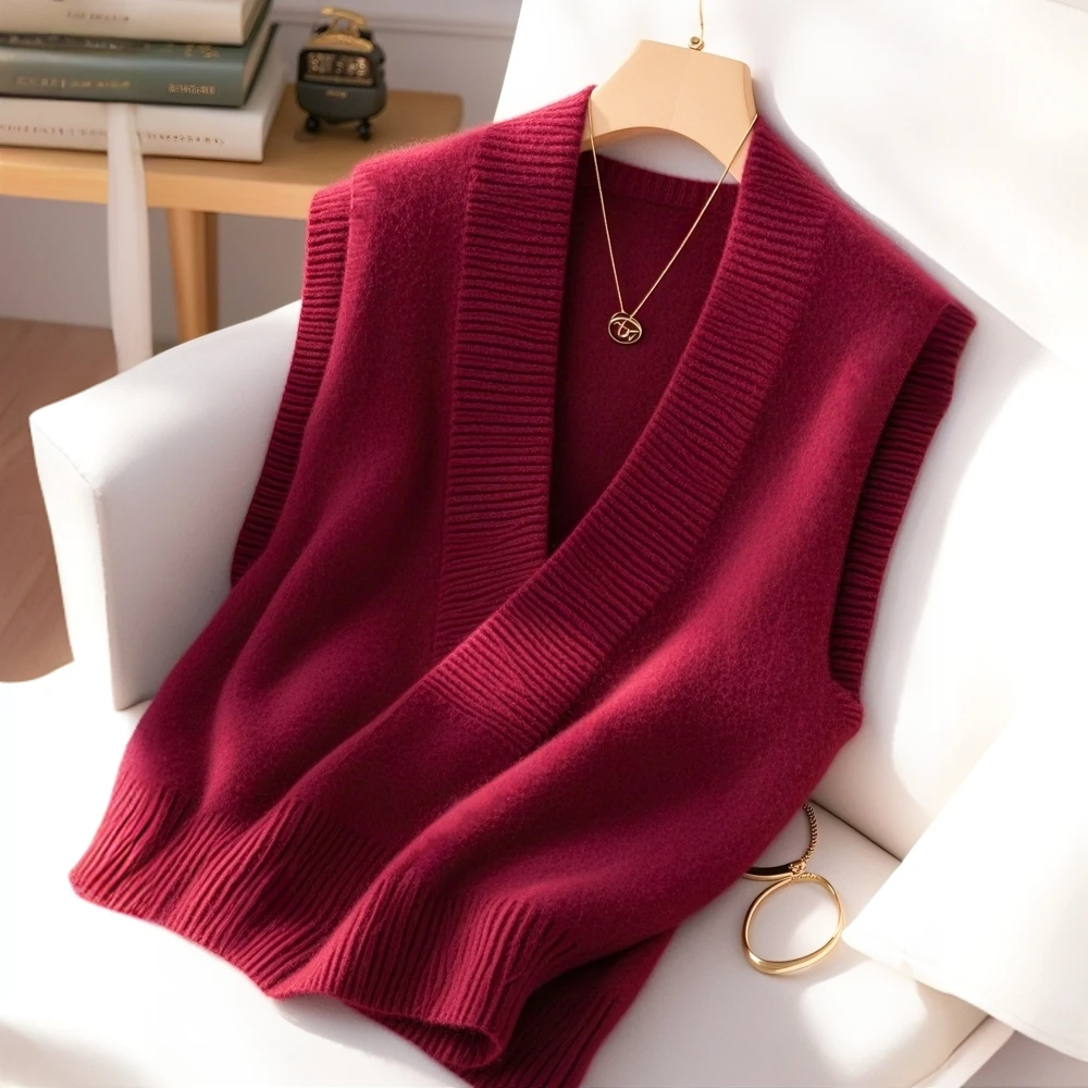 女装外穿坎肩2025新款春节过年鸿运当头爆款针织背心红色喜庆毛衣