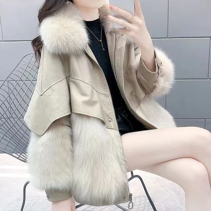 波司澄狐狸毛皮草外套女海宁皮毛时尚一体网红爆款羽绒服炸街气质