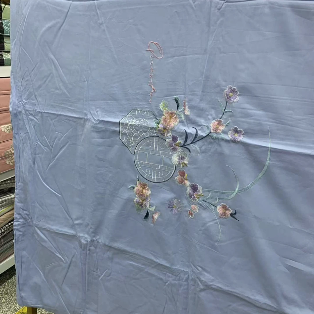 被套大刺绣被罩新款绣花纯色家用