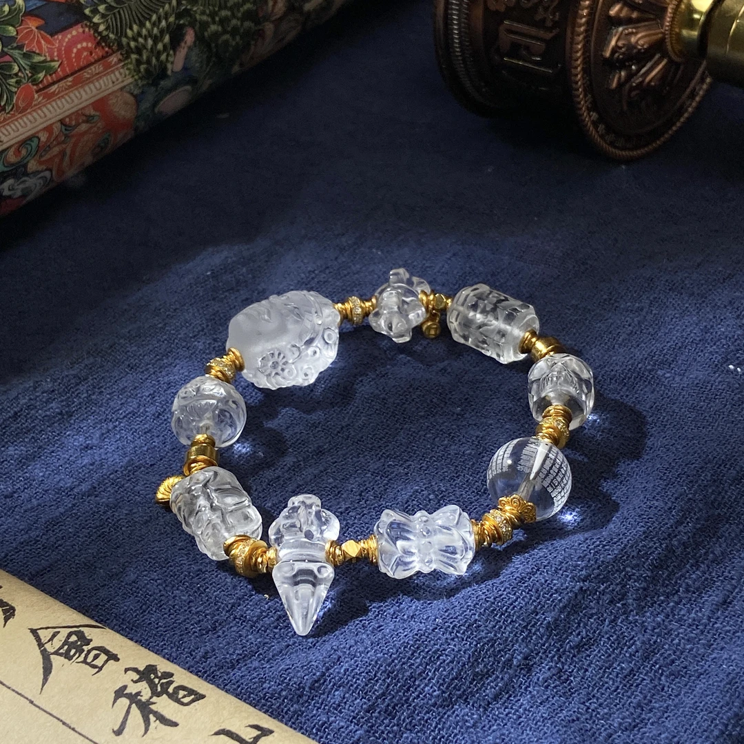 小师妹|白水晶悟·净·凡·空多宝手串