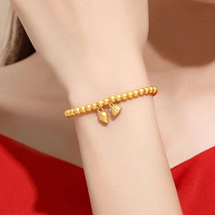 足银手链 磨砂古法两世欢气质百搭手链女新款古法手串弹力送女友