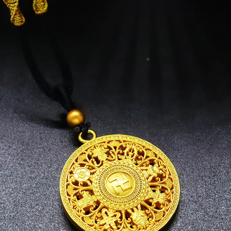 吊坠足银 八宝罗盘时尚吊坠男女复古项链送男女朋友送爸妈礼物