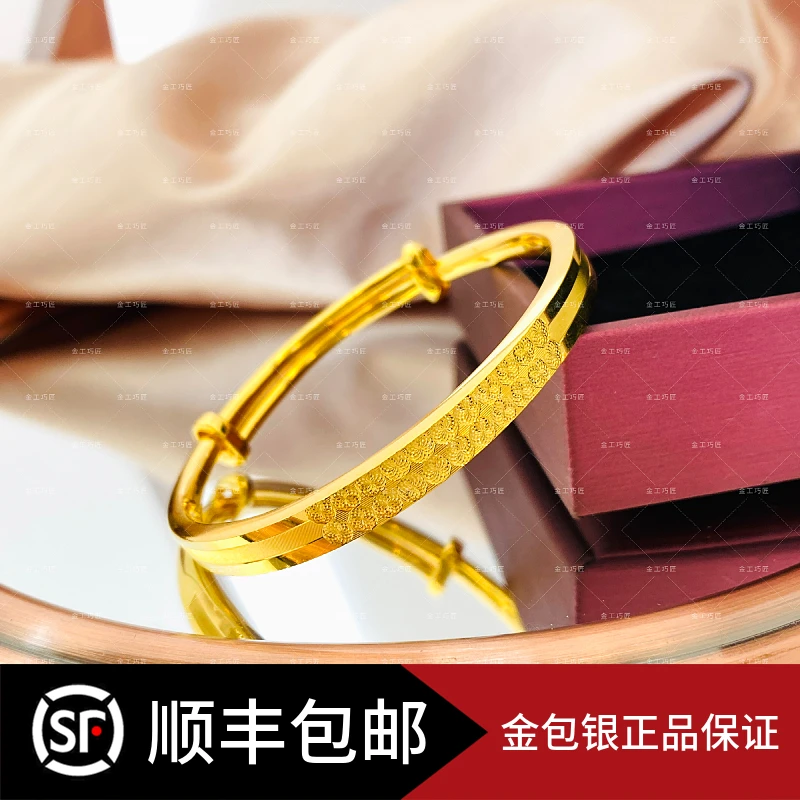 足银手镯 排钻推拉手镯 包金工艺  女款气质时尚百搭