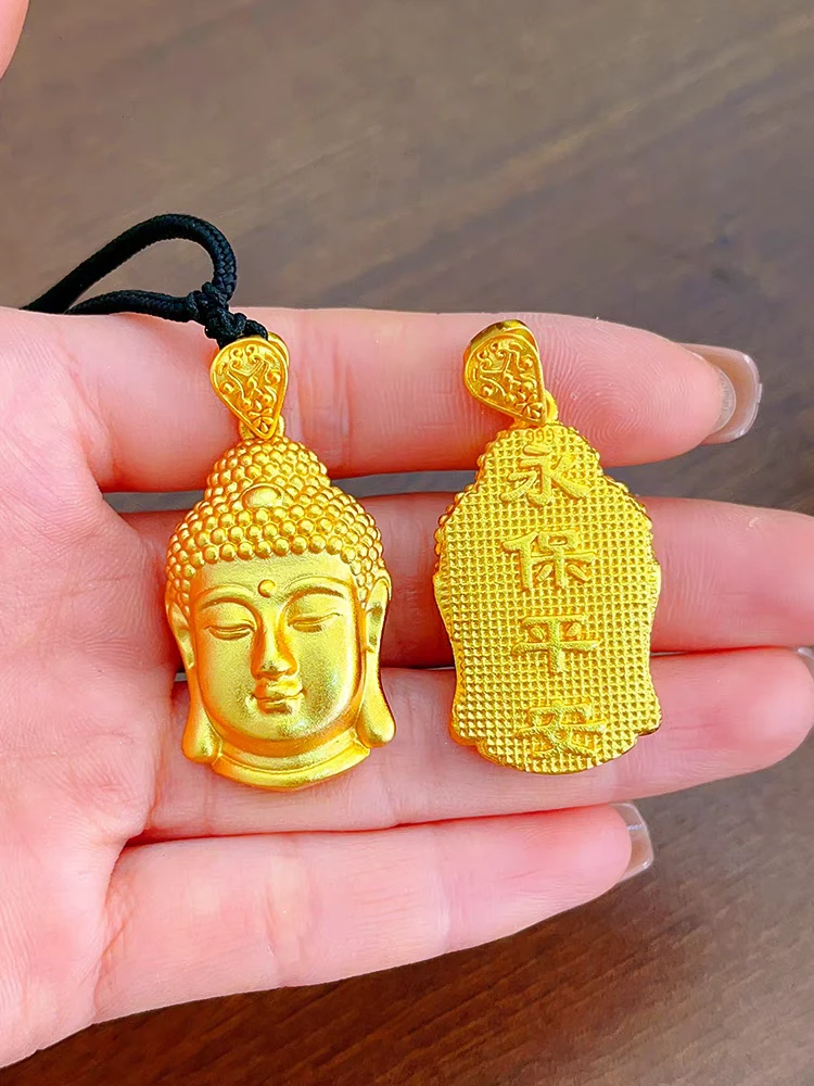合金吊坠 时尚精美大佛头双面实心吊坠项坠金色手工饰品挂坠首饰