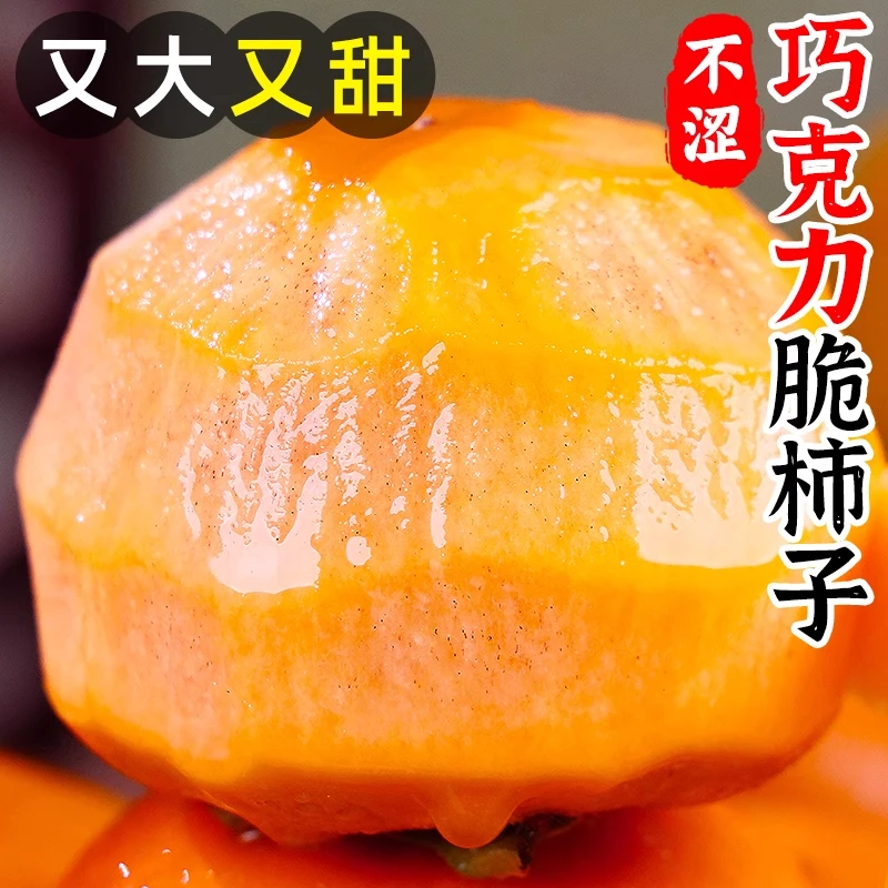 脆柿子水果新鲜5斤当季应季特大巧克力甜柿火晶黄硬柿削皮即食脆