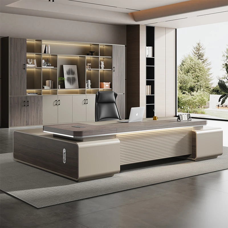 圣凯尼总裁老板桌简约现代主管桌经理桌董事长大班台办公桌椅轻奢