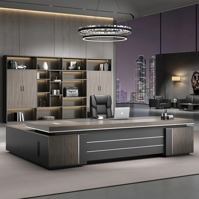 圣凯尼老板办公桌椅组合简约现代总裁桌大班台主管领导电脑桌轻奢