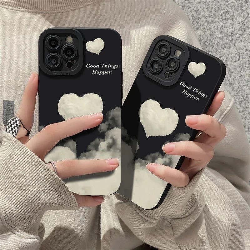 云雾爱心适用苹果13/14promax手机壳12全包11华为/oppo/vivo/小米