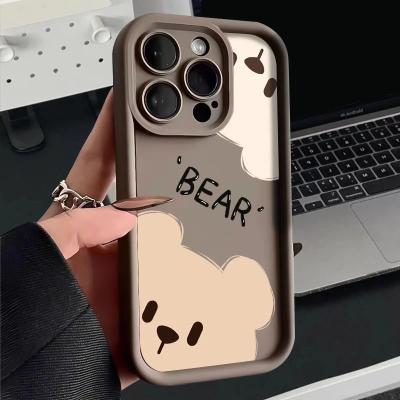 白色小熊适用苹果15promax手机壳iPhone14防摔软12/13女11/xr全包