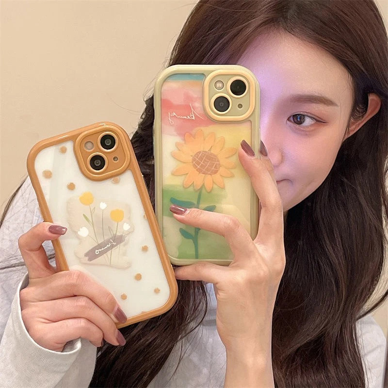 黄色花朵适用苹果13/14promax手机壳12全包11华为/oppo/vivo/小米