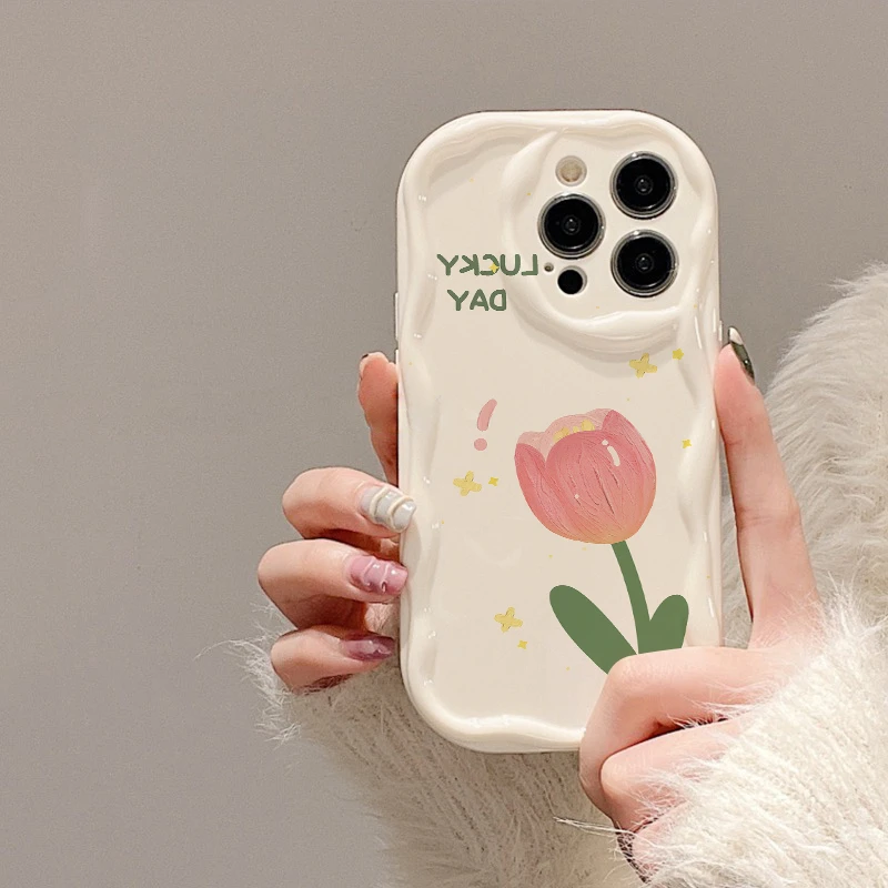 粉郁金香适用苹果13/14promax手机壳12全包11华为/oppo/vivo/小米