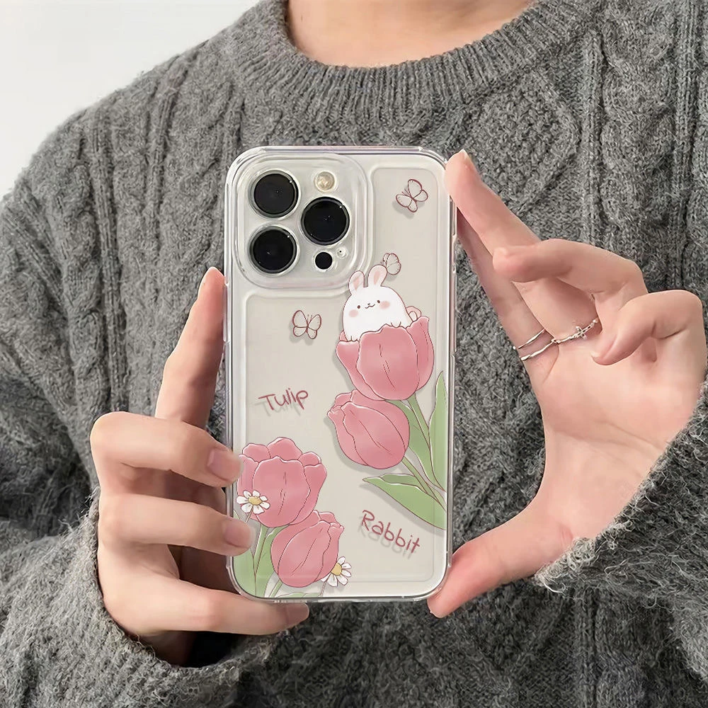 郁金香花适用苹果13/14promax手机壳12全包11华为/oppo/vivo/小米