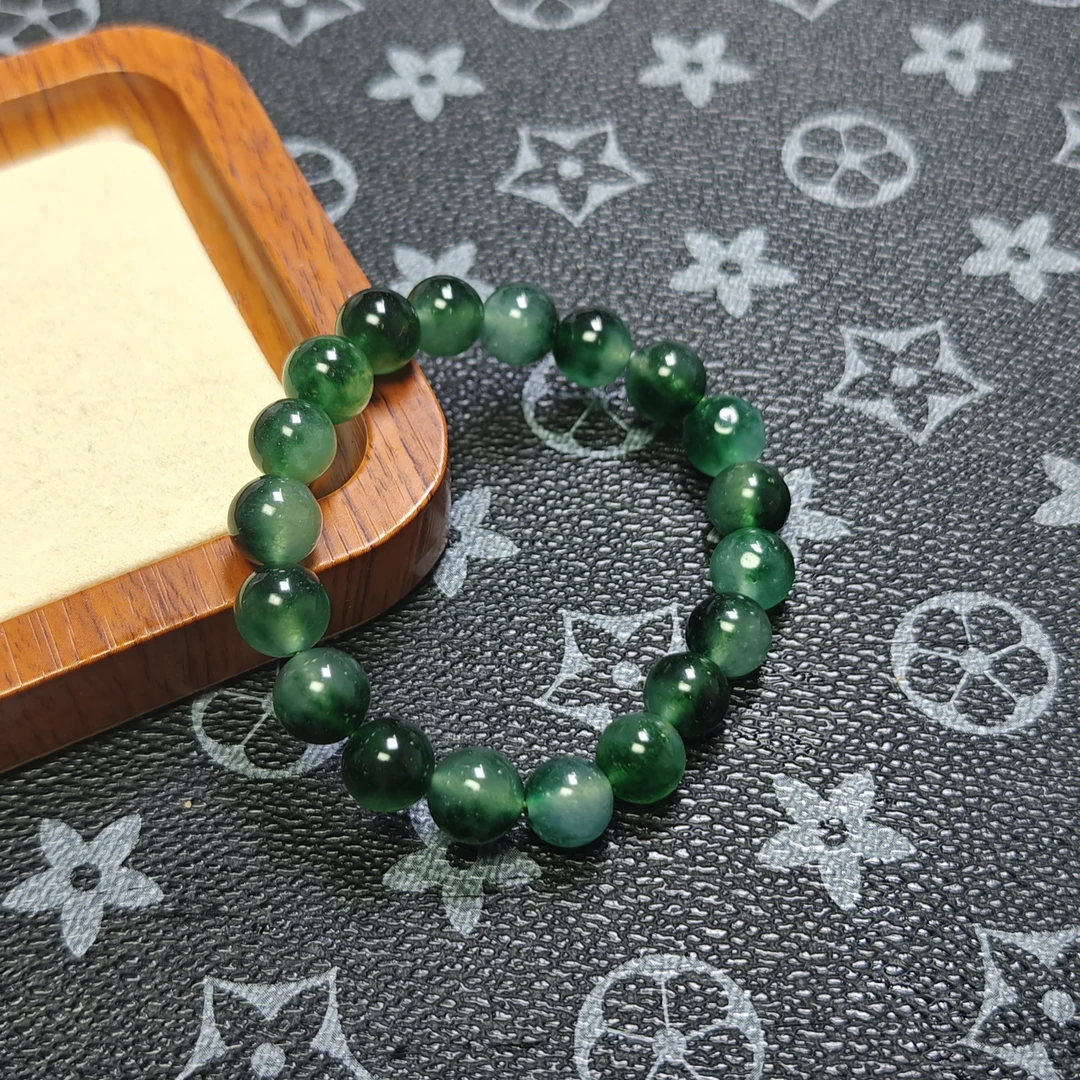 [停业清货]缅甸冰底蓝绿飘花10m手串-194