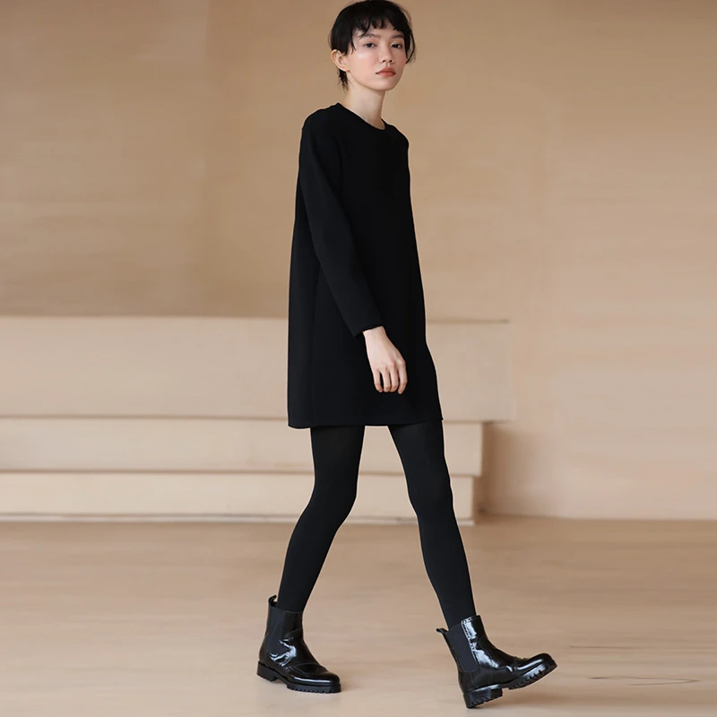 哈齿小姐打底版型不挑人显瘦针织纯色宽松连衣裙女20DZ2110247L