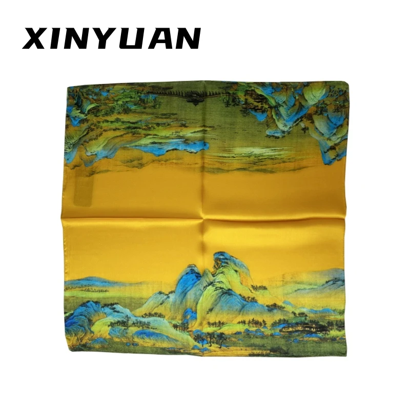 XINYUAN/鑫缘鑫缘真丝丝巾100%桑蚕丝印花百搭大方薄款轻奢时尚