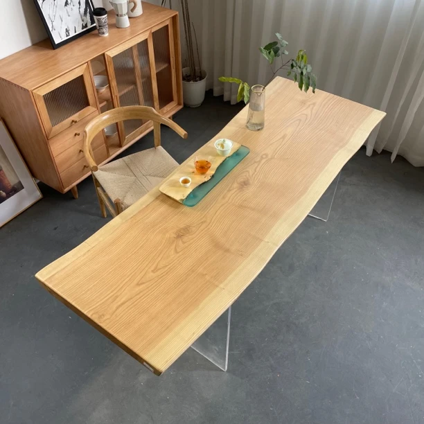 独板188*66-64-70*6北美白蜡木茶桌餐桌原木茶台实木大板办公桌