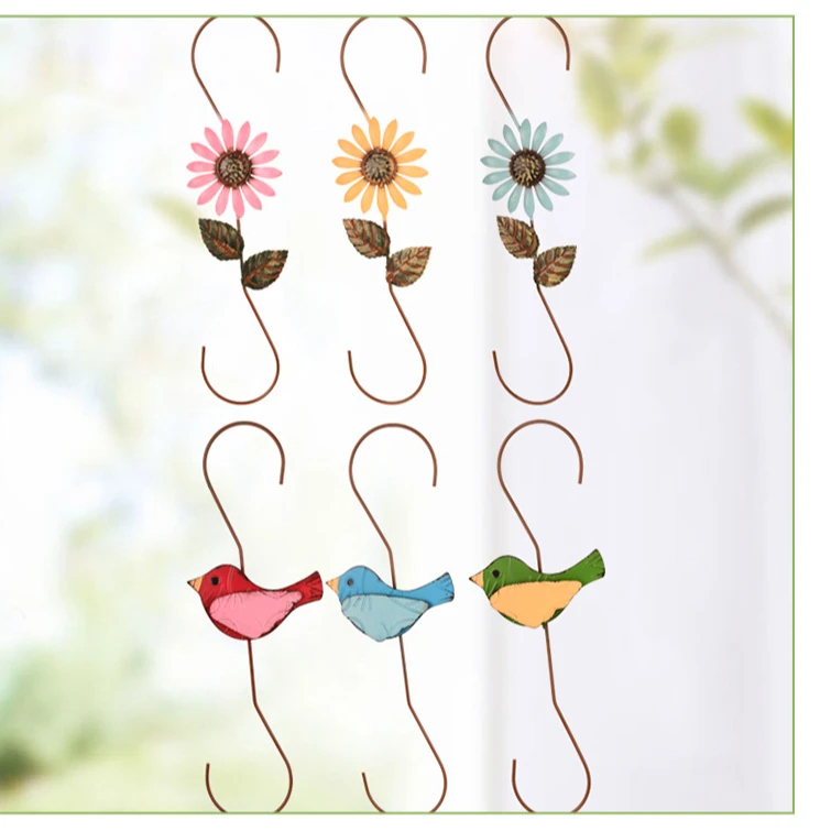 简约现代创意S钩铁艺金属花鸟钩 花园墙壁内外庭院背景装饰品挂钩