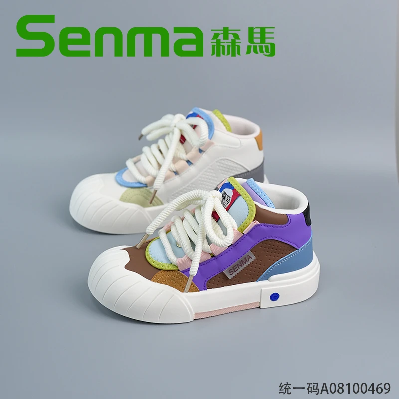 森马senma高帮鞋女2024秋季新款韩版平底休闲运动鞋女小白鞋拼色
