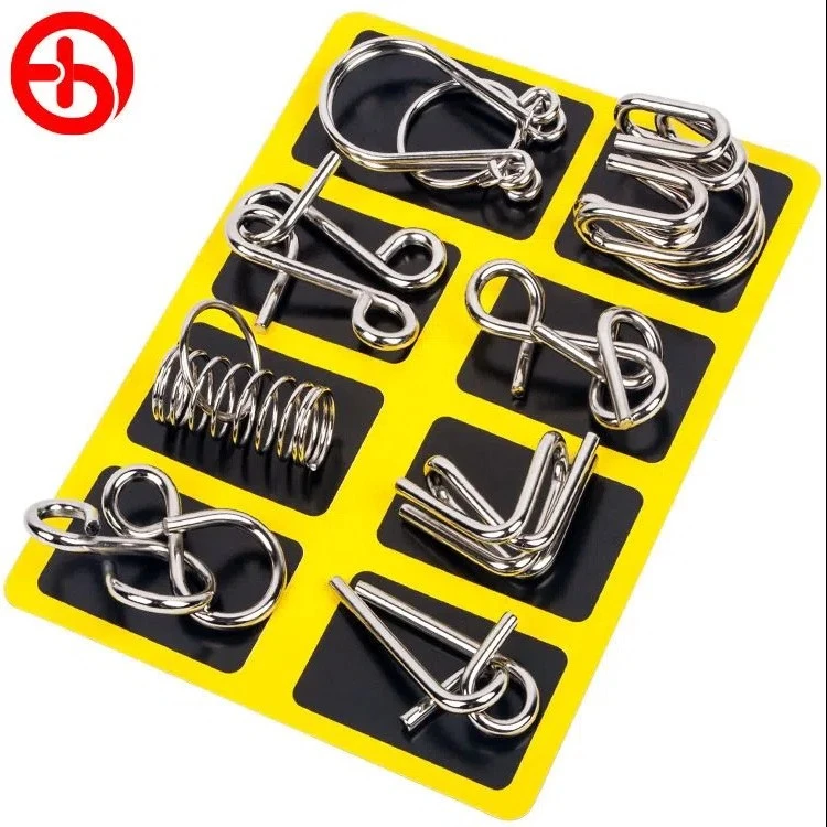 智力解扣记忆铁环扣8件套孔明锁儿童学生智力开发成人益智玩具