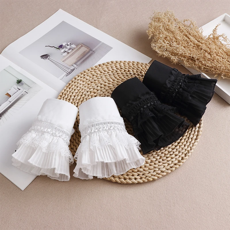 假袖子女毛衣衬衣内搭装饰假袖口蕾丝花边半指手套防脏百搭白色潮