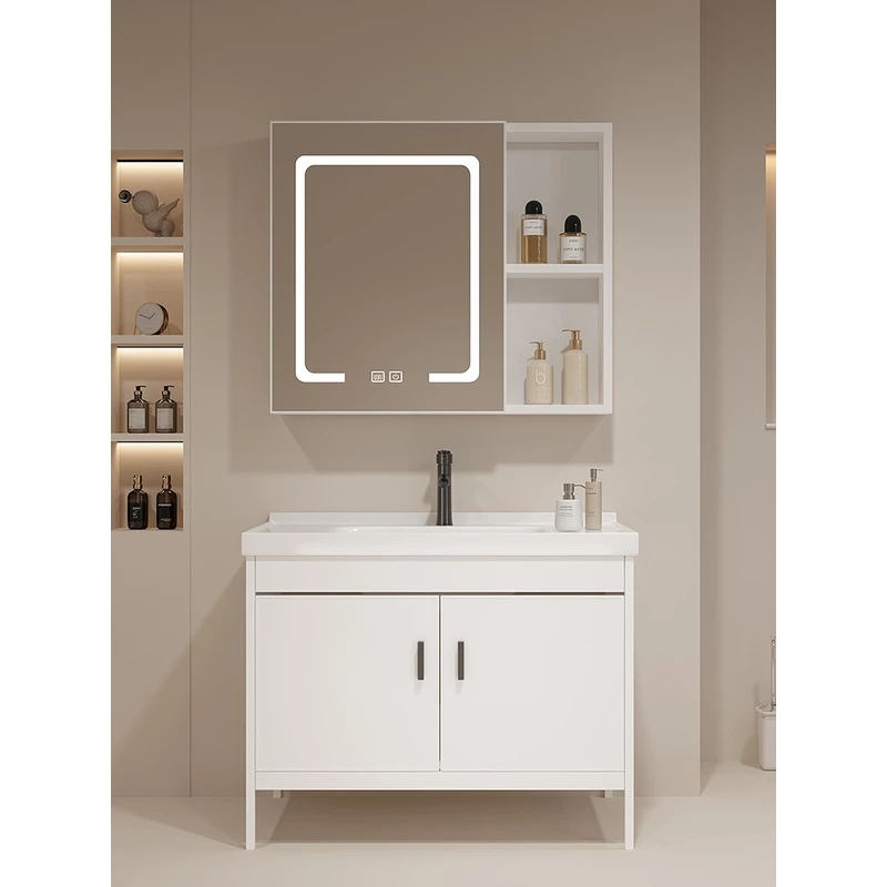 简约陶瓷卫浴太空铝脸盆柜组合卫生间浴室柜手盆一体落地漱台面