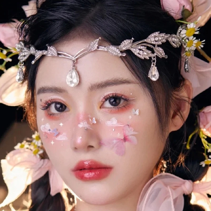 哈尼公主脸上化妆贴脸部饰品新娘造型眼妆亮钻珍珠蝴蝶舞台妆脸贴