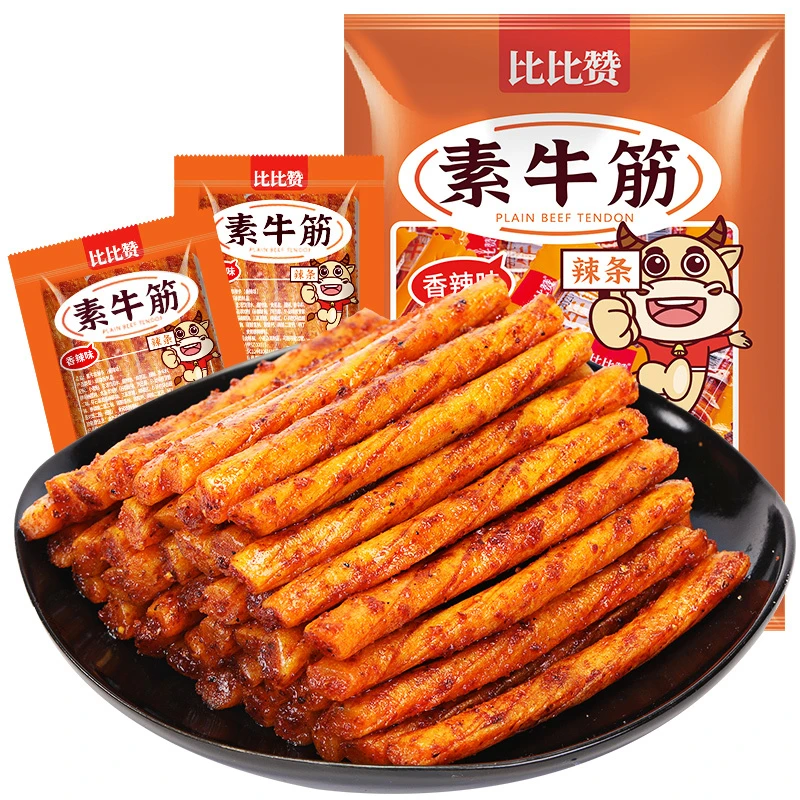 比比赞素牛筋辣条小包装网红小零食休闲小吃老式辣片香辣地道湖南