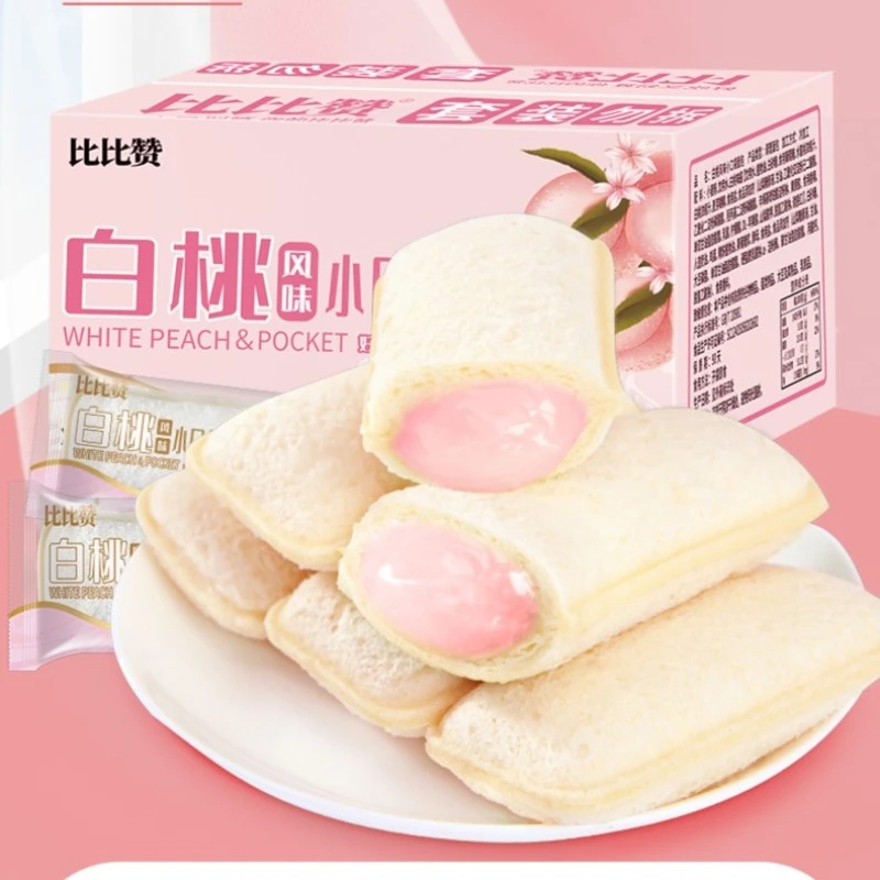 比比赞白桃味乳酸菌小口袋面包夹心糕点早餐网红爆款小零食[H11]