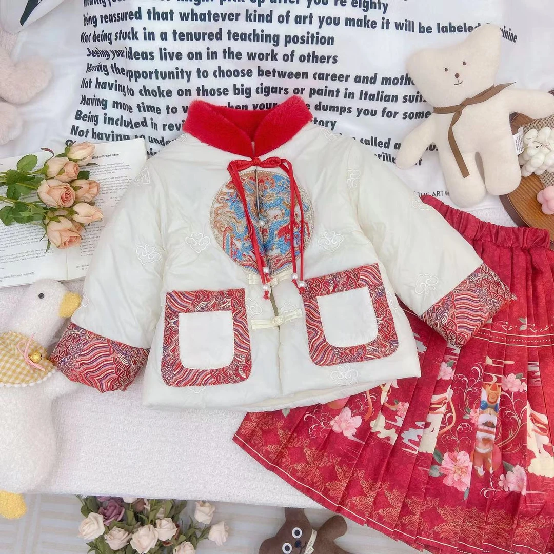 冬款新款女童国风祥云加绒加厚半高领外套 D-CN285